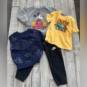 Nike Toddler Boys (3T) Black Joggers, Disney Mickey Mouse Sweatshirt (2 T) 4 Pc.